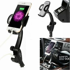 2 USB Car Charger Holder Mount With Cigarette Lighter Chargers for Phone Samsung