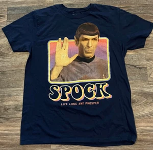 T-Shirt Star Trek Mr Spock 2018 Navy Adulto Grande Vivere Lunga e Prospera - Foto 1 di 4