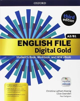 ENGLISH FILE DIGITAL GOLD A2/B1 WITH KEY THIRD EDITION OXFORD 9780194524889 - Immagine 1 di 4