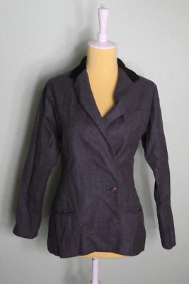 Ralph Lauren Blazer Jacket Coat Sz S Long Sleeve Wool Black Gray Blouse Shirt  - Image 1 of 4