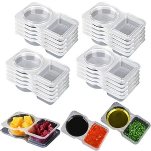 10Pcs Double Compartment Condiment Container with Lids for Sampling Travel Snack - Picture 1 of 6