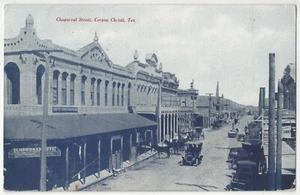 1908 Fronleichnam, Texas - Chaparral Street Businesses - Vintage Postkarte - Bild 1 von 2