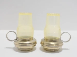 Vintage Salt Pepper Shakers Oil Lamp Design Finger Hole Western - Picture 1 of 12