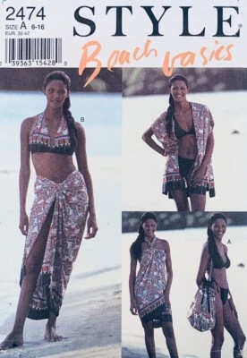STYLE Pattern 2474 Misses Beach Jacket, Bikini, Halter Top, Dress, Skirt  6 - 16 - Image 1 of 2