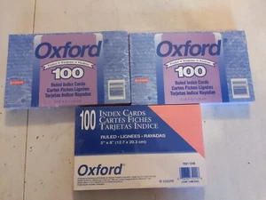 Oxford 5" x 8" Ruled Index Cards 100/Pack (LOT of 3) New Sealed Purple/Pink - Picture 1 of 3