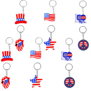 12 American Flag Keychains for Patriotic Party Favors & Gifts