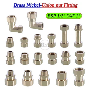 Adaptadores de Extensión Latón Niquelado BSP 1/2" 3/4" 1" Tuerca de Unión Pezón Montaje - Imagen 1 de 30