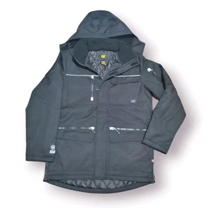 CAT Mantel Damen Med schwarz Caterpillar Workwear Jacke Reißverschluss Winter Kapuze Parka - Bild 1 von 17