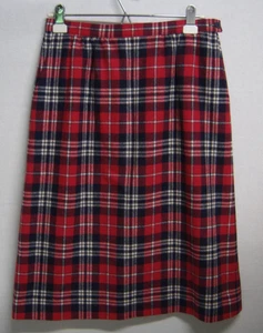 Pendleton Women's 100% Virgin Wool Tartan Red/ Blue Plaid Skirt Size 14 Petite - Picture 1 of 3