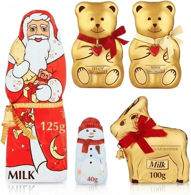 Lint Milk Chocolate Gift Set Santa 125g Milk & White & Reindeer 100g Snowman 40g - Image 1 of 4