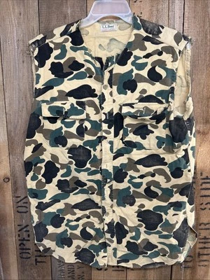 Vintage LL Bean Shirt Men 17 Chamois Duck XL Camo Hunting 60s 70s Made In USA - Image 1 of 4