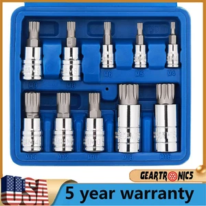 10 in 1 XZN 12 Point MM Triple Square Socket Spline Bit Set 1/2" 1/4" 3/8" Drive - Picture 1 of 10