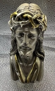 "Estatuilla de colección miniatura 4"" Jesús corona de espinas estatua de peltre Italia romana" - Imagen 1 de 16