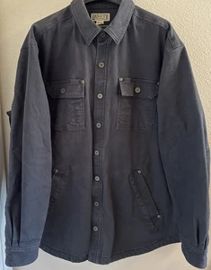 Duluth Jacket Mens XL T Black Canvas Workwear Rugged Barn Coat Fleece Lined Snap - Picture 1 of 6