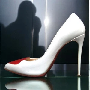 Christian Louboutin Patent Leather Heart Pumps White Red 35.5EU - Picture 1 of 10