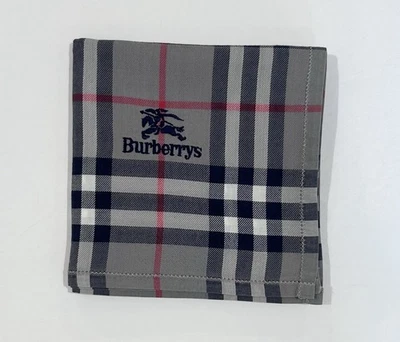 NUEVO CON ETIQUETAS PAÑUELO HOMBRE BURBERRY Gris Cuadros Algodón Bolsillo Cuadros Pañuelo 18” Foto 1 de 4