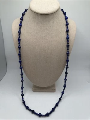 Colar longo de prata esterlina 33 pol. Jay King natural Afeganistão lápis-lazúli - Imagem 1 de 4