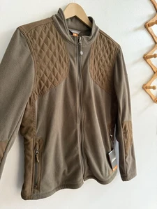 NEW Eddie Bauer Sporting Fleece Jacket In Gray & Brown Women’s Sz L Zip Pockets - Picture 1 of 12