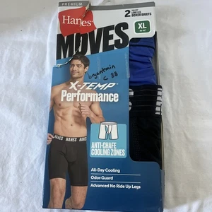 Herren Hanes XL lange Boxershorts Sport ohne Etikett coole Unterwäsche 40-42" 2er Pack - Bild 1 von 2