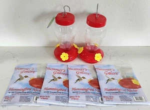 Hummingbird Feeders 2 Plastic Hanging Garden Collection 6.8" & 4 Bags Nectar NEW - Picture 1 of 12