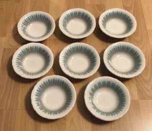8 Shenago China USA Restaurant Ware BOWLS Turquoise Blue / GREEN RIMROL WELROC - Picture 1 of 5
