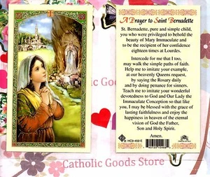 St. Saint Bernadette - A Prayer to St Bernadette - Laminated Holy Card 429E - Picture 1 of 3