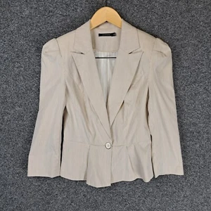 Portmans Womens Blazer Jacket Size 8 Striped Peplum Stretch Career Corproate - Picture 1 of 9