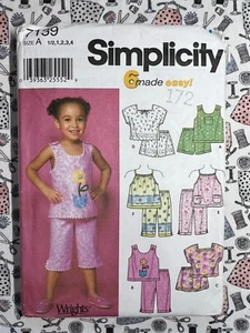 Simplicity Pattern 7139 Toddlers' Tops Shorts & Pants Size 1/2-4 FF UNCUT - Picture 1 of 2