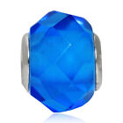 Perle de charme européenne en verre bleu suisse de Murano argent sterling 925
