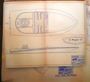 vintage original glen l rampage jet boat plans no.SKDV-470 and full size pattern - Foto 1 di 24