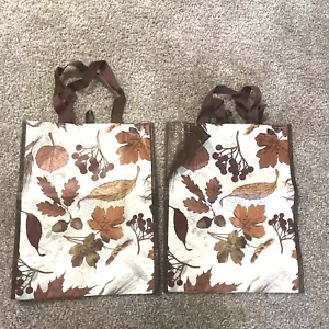 2er Set Kane Home wiederverwendbare Einkaufstaschen Herbst Blätter Druck umweltfreundlich - Bild 1 von 12