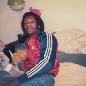 Vintage Polaroid Photo Cute Man Laying Bed Stuffed Animals Found Art Snapshot - Picture 1 of 5