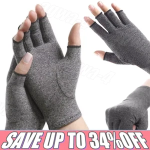 Pain Relief Gloves Compression Fingerless Anti Arthritis Finger Brace Support UK - Picture 1 of 14