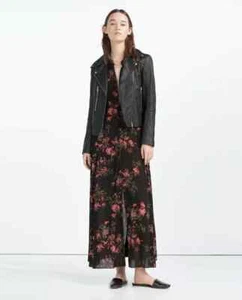 ZARA 100% SHEEP LEATHER CLASSIC BLACK JACKET WITH ZIPS 5479/051 SIZE M BRAND NEW - Picture 1 of 4