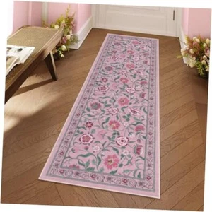 Floral Kitchen Runner Washable Hallway Runner Rug Non-Slip Soft 2x6 Pink - Picture 1 of 8