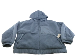 NEW Women's Old Navy Hooded Sherpa Hybrid Jacket-XL, Blue Harvest - Picture 1 of 11