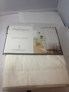 NEW Threshold 72" White Swiss Dot Shower Curtain  Cotton Standard Top Polka Dot - Picture 1 of 4