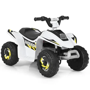 6V Kinder 4-Rad Aufsitz Auto Kleinkinder Elektro Quad ATV Vorwärts & Rückwärts Weiß - Bild 1 von 11