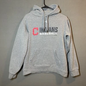 Cleveland Indians "C" Youth Hoodie Grey UnderArmour Cold Gear Youth M MLB - Picture 1 of 8