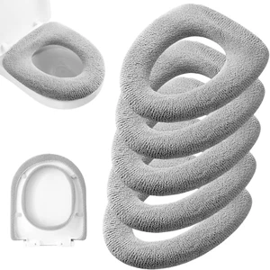 5 Pack Thicker Bathroom Toilet Seat Cover Pads- Soft Warmer Toilet Seat Cushion - Picture 1 of 12