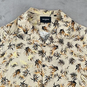 The Kooples Paris Camp Shirt Men Small Beige Palm Frond AOP Short Sleeve $235 - Picture 1 of 7