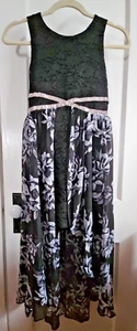 Speechless Girls' Size 12 Sleeveless embellished metallic Dress Black floral - Picture 1 of 12