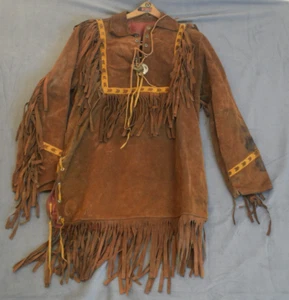 Vintage Leather Ranch Suede Leather Fringe Jacket Western Boho Cowboy Indian - Picture 1 of 10
