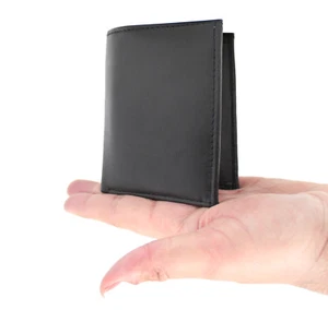 RFID Mens Black Leather Credit Card Note Holder Wallet Purse ID Sheep Nappa 87 - Picture 1 of 5