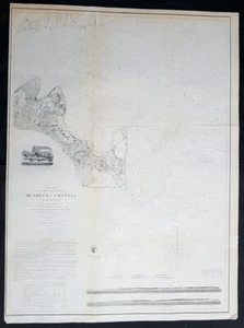 1854 US Coast Survey & Bache Rare Antique Map of Marthas Vineyard, Muskeget Mass - Picture 1 of 3