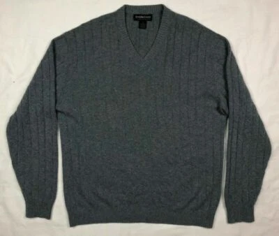 Suéter Joseph Lyman Cashmere Hombre Grande Cuello en V Rayas Gris B9 Foto 1 de 4