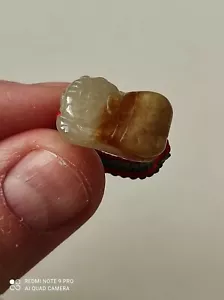 Bague chinoise en jade et cordon rouge / vert - Foto 1 di 12