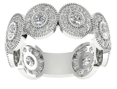 Anillo de boda de eternidad I1 G 1,80 quilates conjunto de bisel con punta de diamante natural de oro blanco de 14 quilates Foto 1 de 4