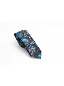 INC Mens Blue Floral Slim Neck Tie - Picture 1 of 3