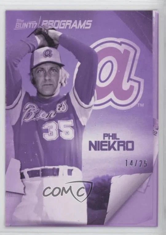 2017 Topps Bunt Programs Purple /25 Phil Niekro #PR-PN HOF - Image 1 of 2